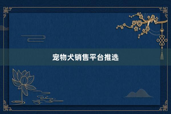 宠物犬销售平台推选
